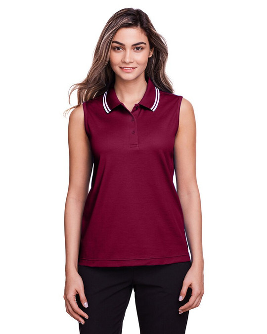 Devon & Jones DG20SW - CrownLux Performance® Ladies Plaited Tipped Sleeveless Polo