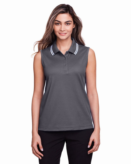 Devon & Jones DG20SW - CrownLux Performance® Ladies Plaited Tipped Sleeveless Polo