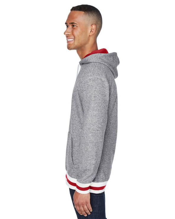 J. America JA8701 - Adult Peppered Fleece Lapover Hooded Sweatshirt