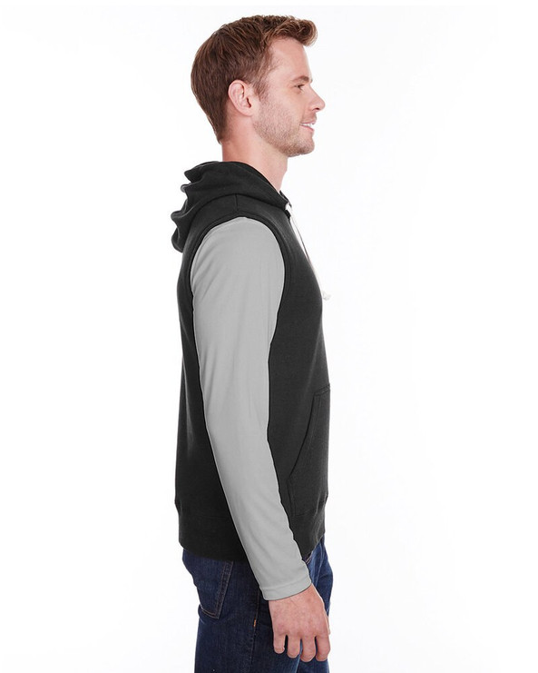 J. America JA8877 - Adult Triblend Fleece Sleeveless Hooded Sweatshirt