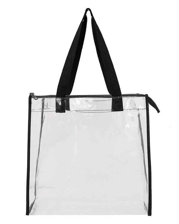 OAD OAD5006 - Tote transparente con fuelle y cremallera en la parte superior