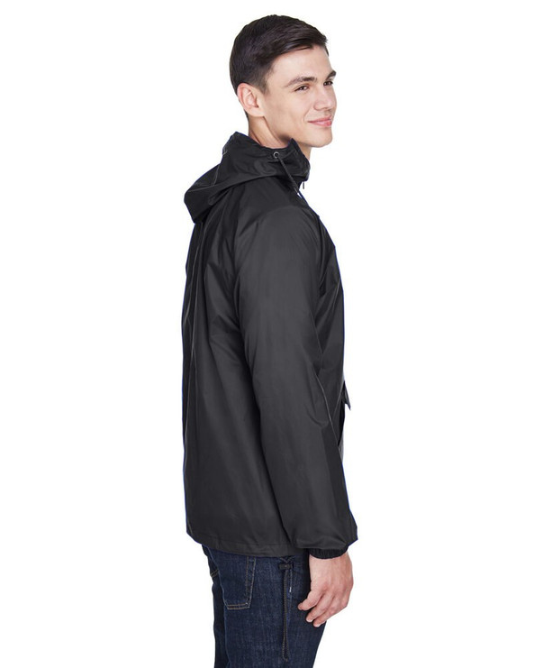 UltraClub 8925 - Adult Quarter-Zip Hooded Pullover Pack-Away Jacket