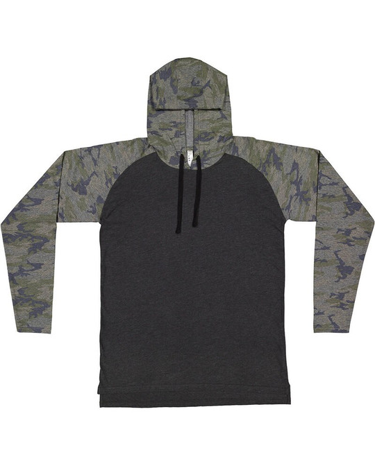 LAT 6917 - Camiseta de manga larga de punto fino con capucha y raglán para hombre