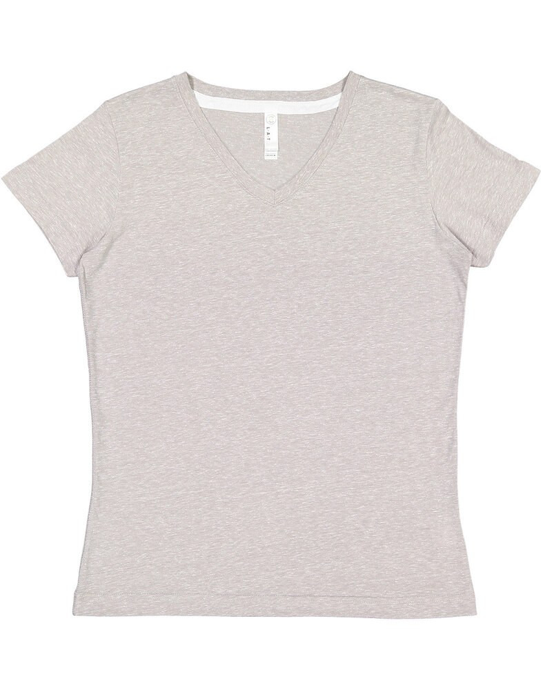 LAT 3591 - Camiseta de mujer Harborside Melange Jersey con cuello en V
