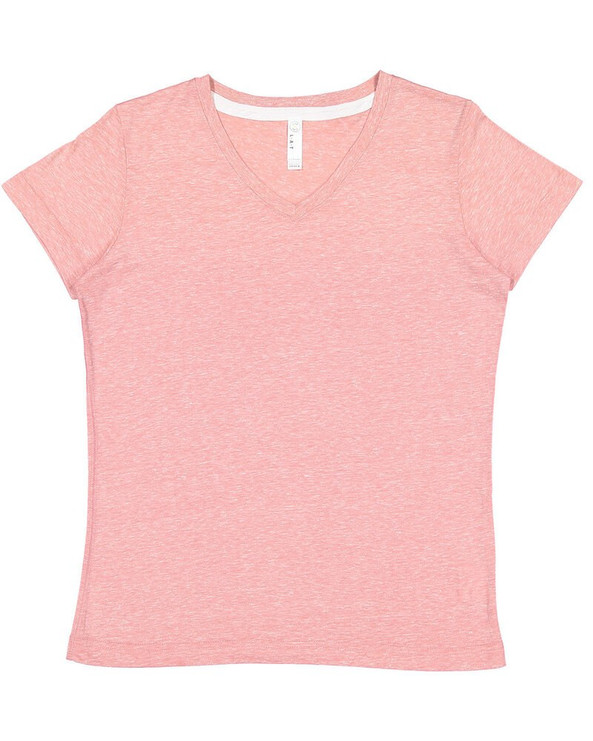 LAT 3591 - Camiseta de mujer Harborside Melange Jersey con cuello en V