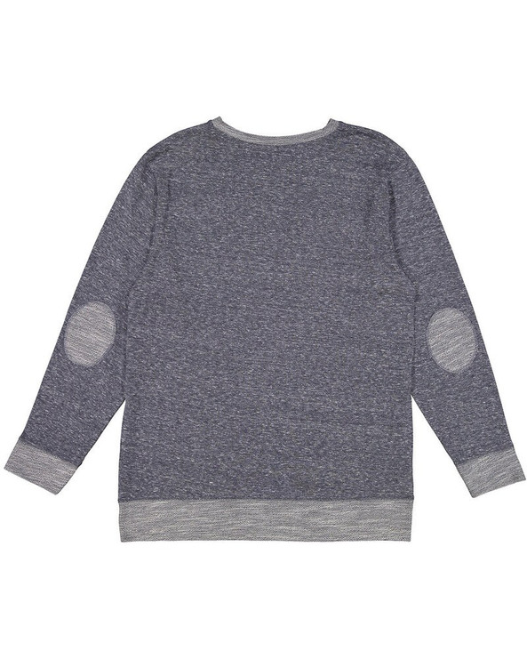 LAT 6965 - Adult Harborside Melange French Terry Crewneck with Elbow Patches