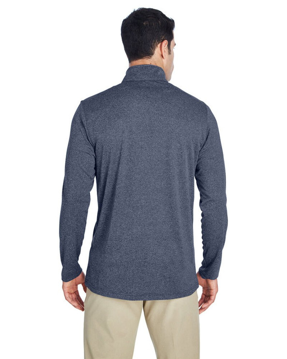 UltraClub 8618 - Cremallera de manga corta para hombre Cool & Dry Heathered Performance Quarter-Zip