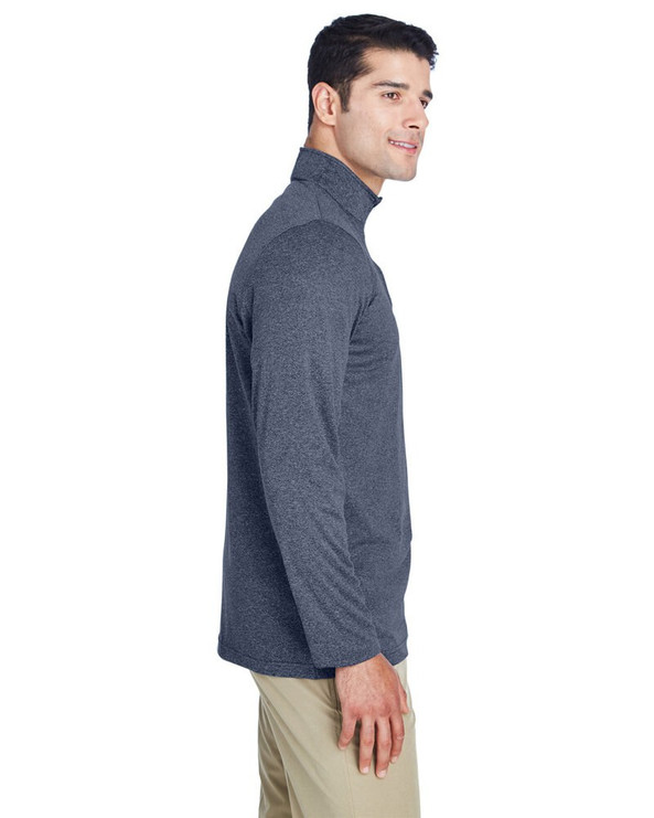 UltraClub 8618 - Cremallera de manga corta para hombre Cool & Dry Heathered Performance Quarter-Zip
