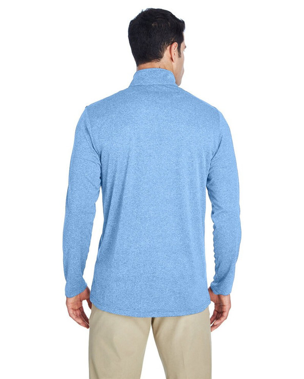 UltraClub 8618 - Cremallera de manga corta para hombre Cool & Dry Heathered Performance Quarter-Zip