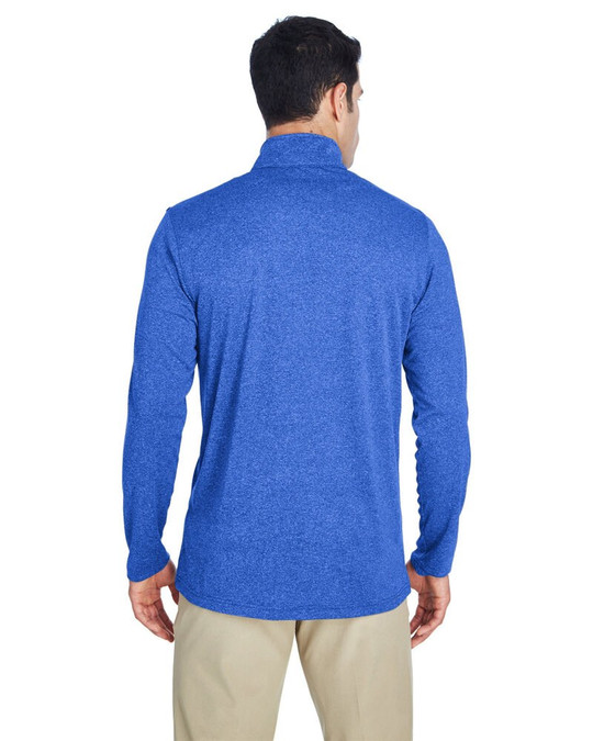 UltraClub 8618 - Cremallera de manga corta para hombre Cool & Dry Heathered Performance Quarter-Zip