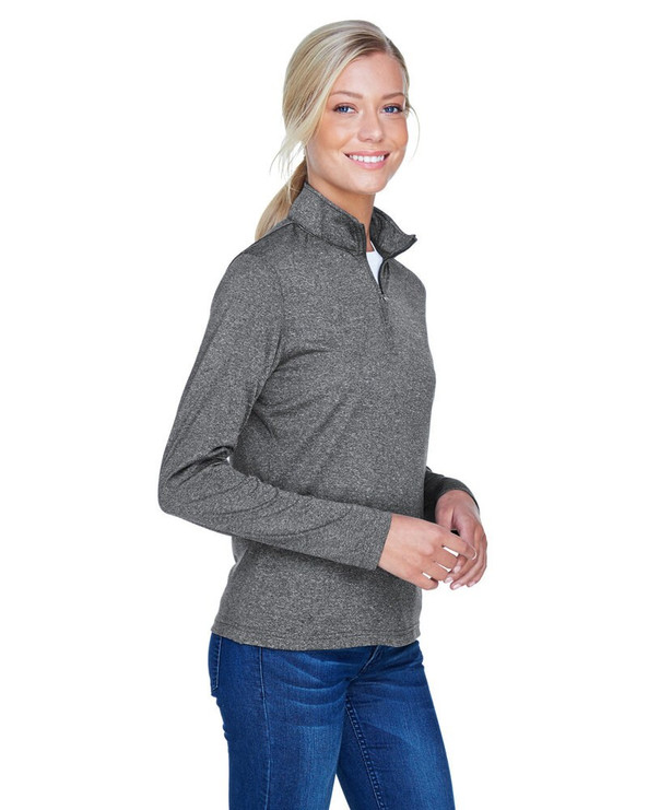 UltraClub 8618W - Ladies Cool & Dry Heathered Performance Quarter-Zip