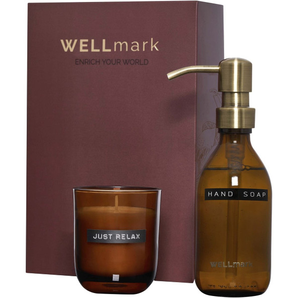 WELLmark 126406 - Wellmark Discovery 250 ml hand soap dispenser and 150 g scented candle set