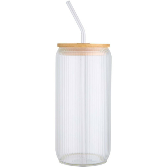 Mirage 500 ml einwandiges Glas aus Borosilikatglas mit Bambusdeckel - EgotierPro 100931