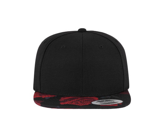 FLEXFIT F6089R - 6-Panel-Cap mit rosa Aufdruck auf dem Schirm
