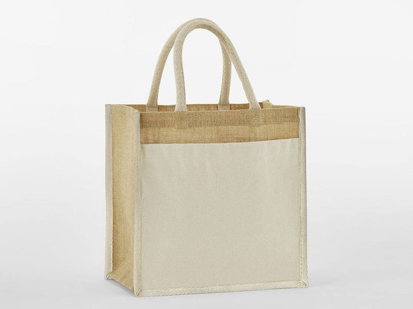 WESTFORD MILL WM483 - COTTON POCKET NATURAL STARCHED JUTE MIDI TOTE