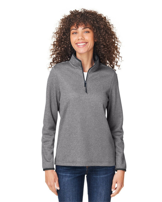 CORE365 CE73W - Veste Venture à rayures chinées pour dames - Quarter-Zip