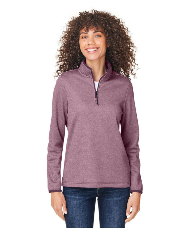 Core365 CE73W - Ladies Venture Heathered Stripe Quarter-Zip