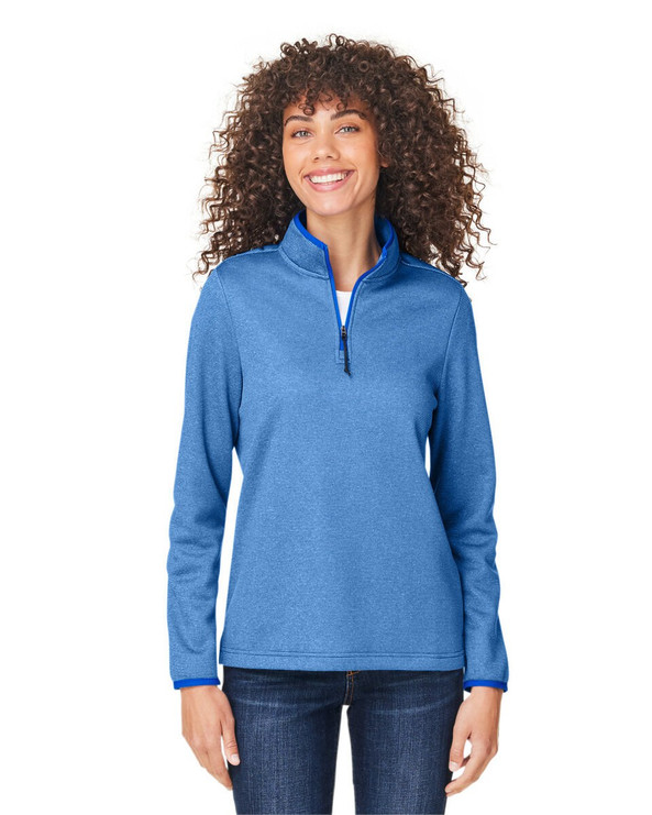Core365 CE73W - Ladies Venture Heathered Stripe Quarter-Zip