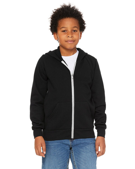 Bella+Canvas 3739Y - Sweatshirt à capuche avec fermeture éclair en polaire éponge pour les jeunes