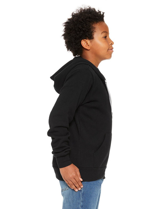 Bella+Canvas 3739Y - Sweatshirt à capuche avec fermeture éclair en polaire éponge pour les jeunes