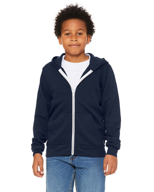 Bella+Canvas 3739Y - Sweatshirt à capuche avec fermeture éclair en polaire éponge pour les jeunes