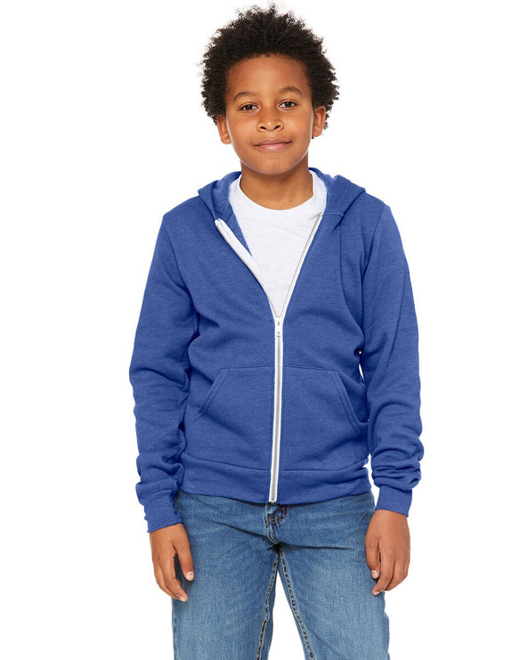 Bella+Canvas 3739Y - Youth Sponge Fleece Full-Zip Hooded Sweatshirt