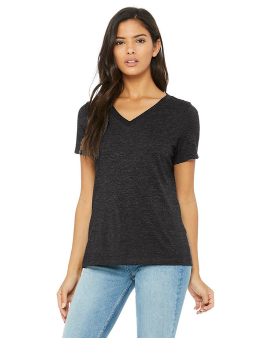 Bella+Canvas 6405CVC - T-shirt à col en V en jersey CVC et chaume relaxant pour dames