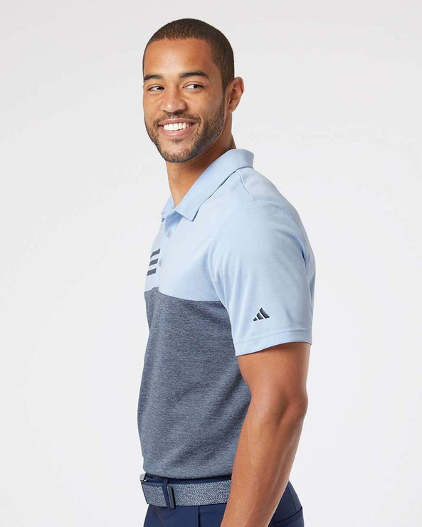 Adidas A508 - Polo de 3 rayas de color jaspeado