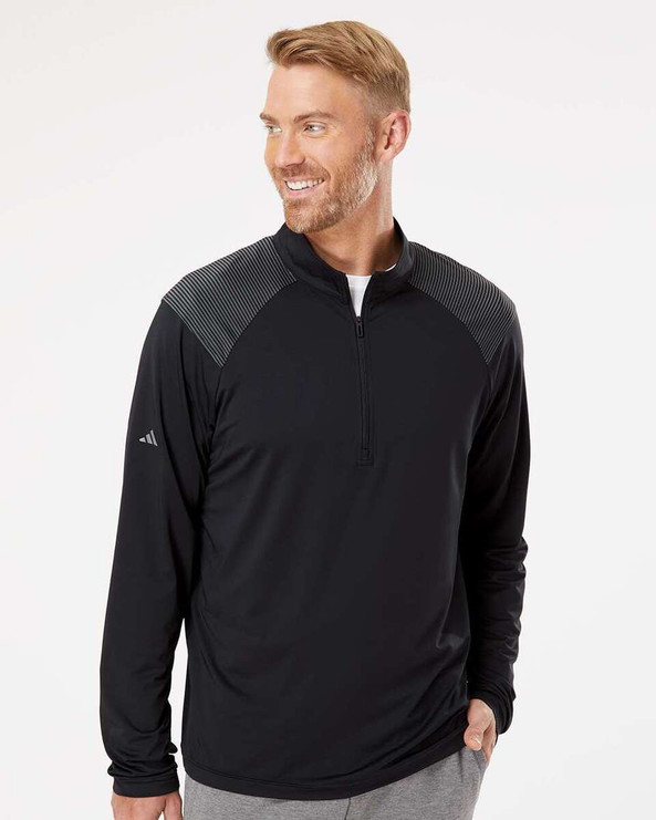 Adidas A520 - Shoulder Stripe Quarter-Zip Pullover