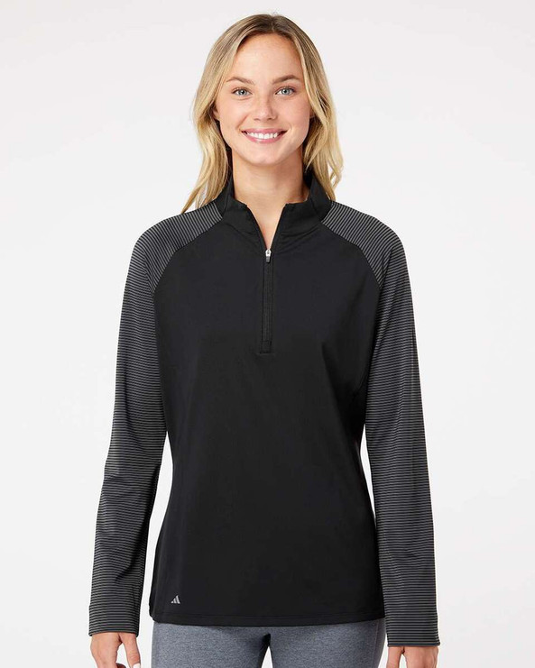 Adidas A521 - Women's Stripe Block Quarter-Zip Pullover