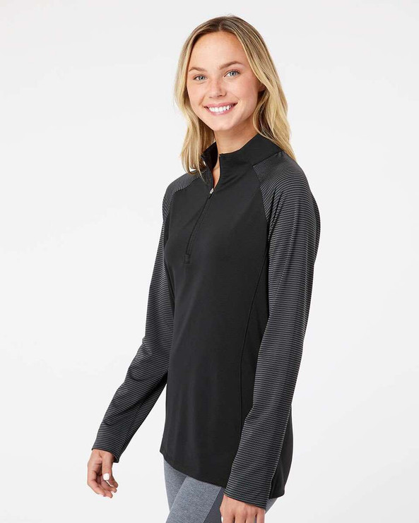 Adidas A521 - Women's Stripe Block Quarter-Zip Pullover
