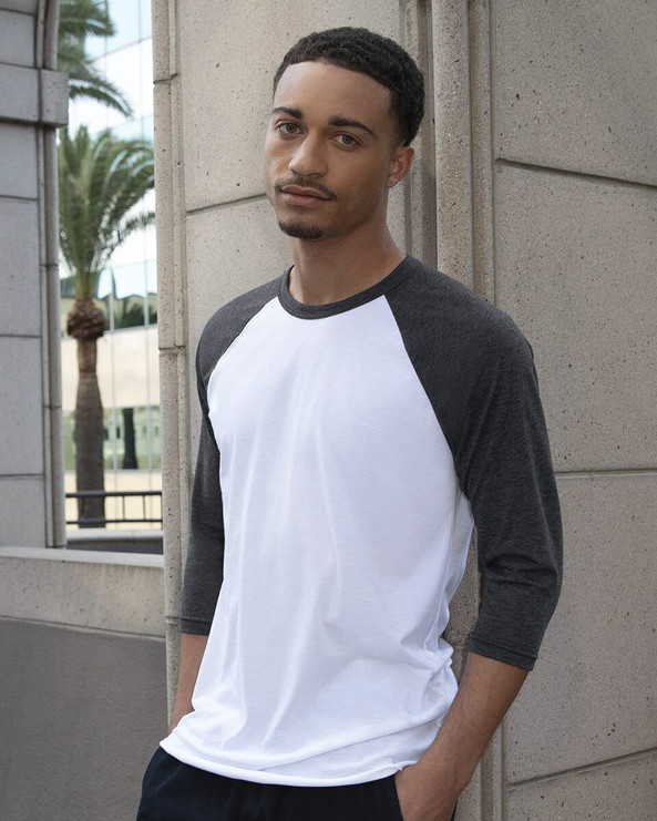 American Apparel BB453US - USA-Made 50/50 Poly/Cotton Raglan Three-Quarter Sleeve Tee