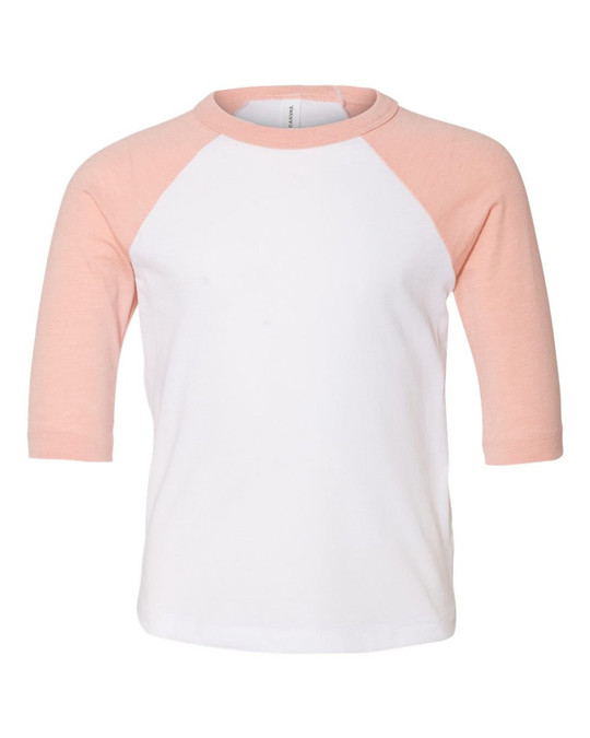 Bella+Canvas 3200T - Camiseta de béisbol de manga tres cuartos para niños pequeños