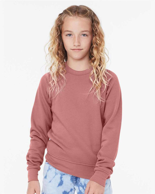 Bella+Canvas 3901Y - Sudadera juvenil de forro polar con cuello redondo