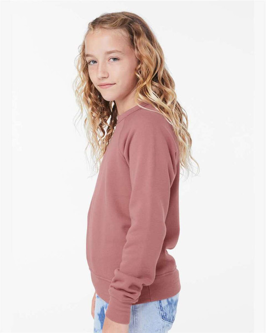 Bella+Canvas 3901Y - Sudadera juvenil de forro polar con cuello redondo