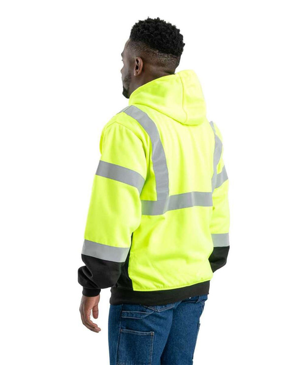 Berne HVF023 - Hi-Vis Class 3 Color Block Full-Zip Hooded Sweatshirt