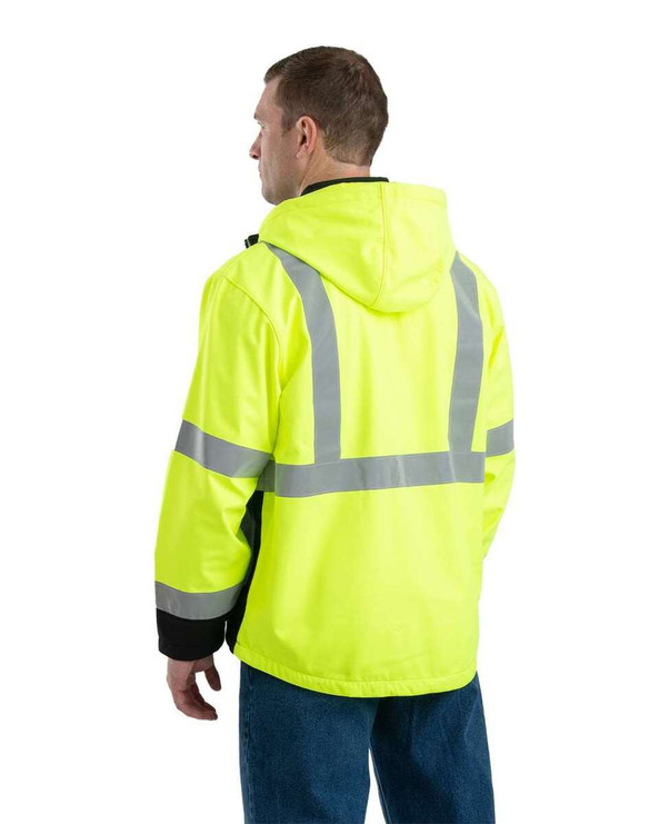 Berne HVJS206 - Hi-Vis Class 3 Hooded Soft Shell Jacket
