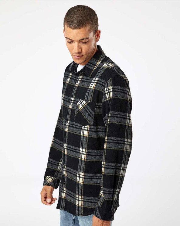 Burnside 8212 - Camisa de franela con bolsillos abiertos