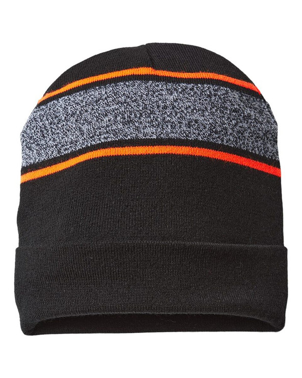 CAP AMERICA RKV12 - USA-Made Variegated Striped Cuffed Beanie