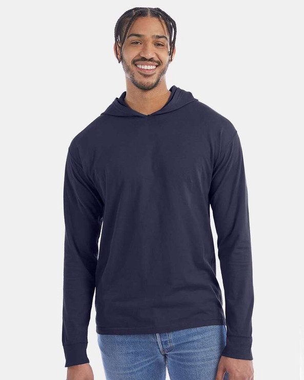 ComfortWash by Hanes GDH280 - Camiseta de manga larga con capucha y jersey teñido en prenda