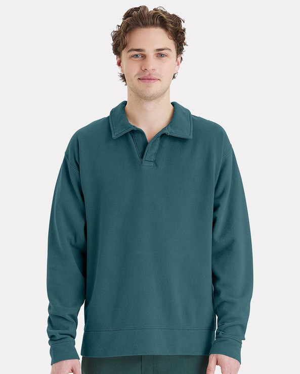 ComfortWash by Hanes GDH490 - Sudadera con cuello de polo teñido en prenda