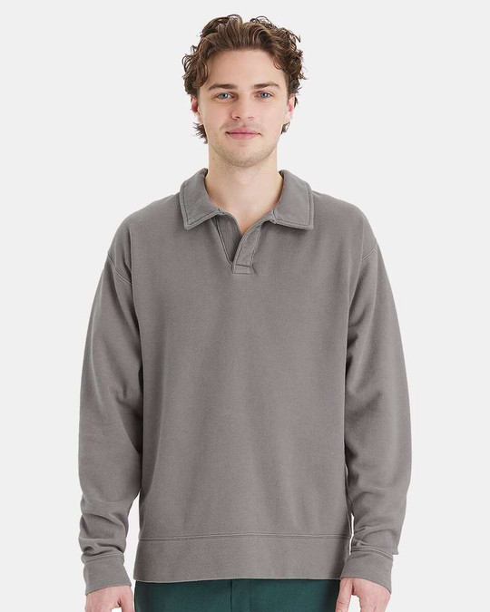 ComfortWash by Hanes GDH490 - Sudadera con cuello de polo teñido en prenda