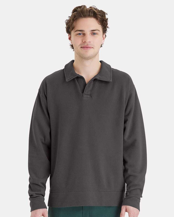 ComfortWash by Hanes GDH490 - Garment-Dyed Polo Collar Sweatshirt