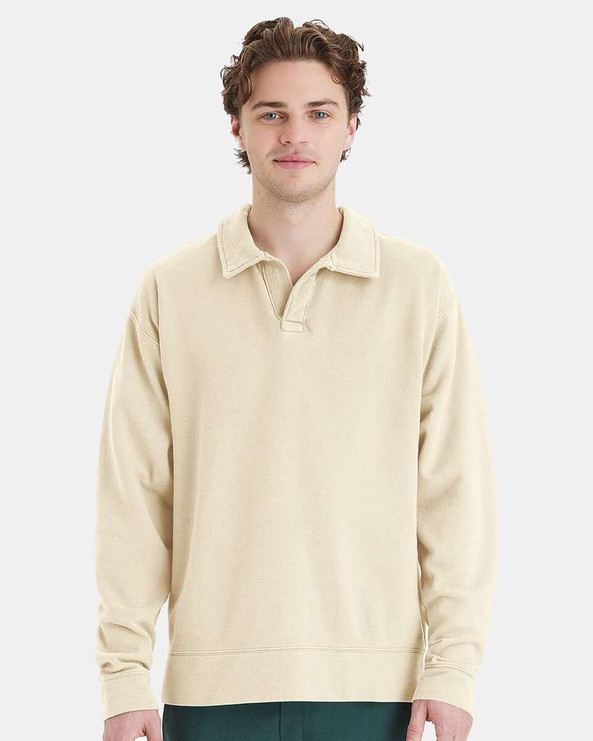 ComfortWash by Hanes GDH490 - Garment-Dyed Polo Collar Sweatshirt