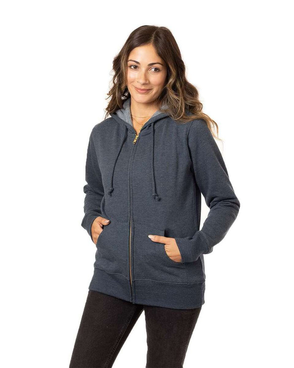 Econscious EC4580 - Sudadera con capucha y cremallera completa para mujer, Heathered