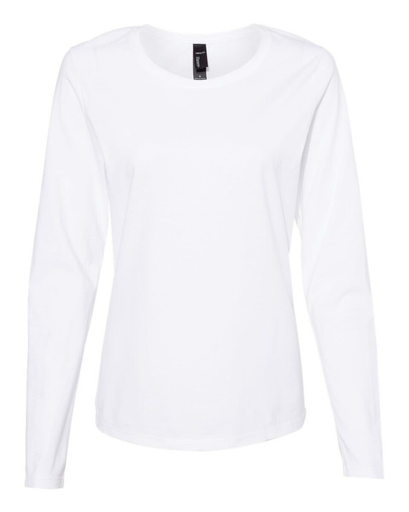 Hanes S04LS - Camiseta de manga larga y cuello redondo Perfect-T, Mujer