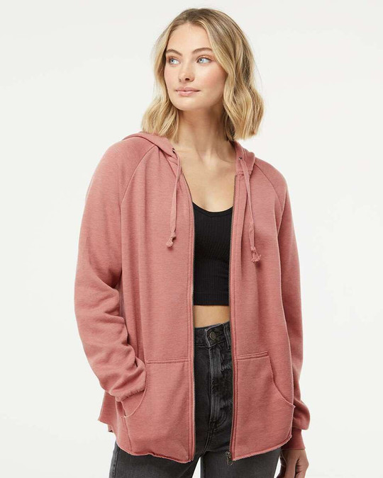 Independent Trading Co. PRM2500Z - Sudadera con capucha y cremallera completa California Wave Wash, mujer