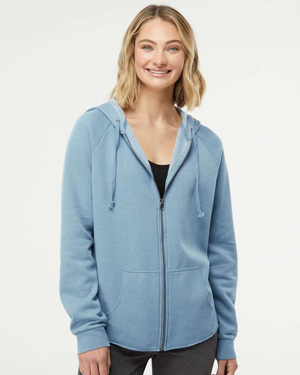 Independent Trading Co. PRM2500Z - Women's California Wave Wash Full-Zip Hooded Sweatshirt