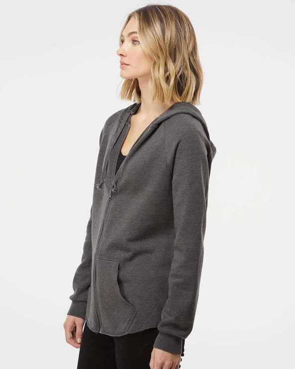 Independent Trading Co. PRM2500Z - Sudadera con capucha y cremallera completa California Wave Wash, mujer