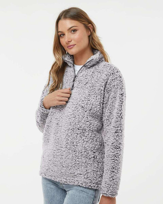 J. America 8451 - Jersey Epic Sherpa Quarter-Zip para mujer